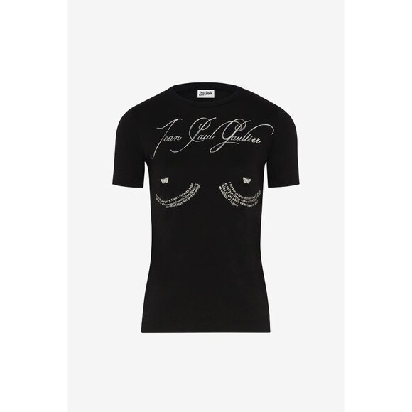 Jean Paul Gaultier Tattoo Baby Tee in Black & Off White Small New Womens Tshirt - Picture 10 of 16